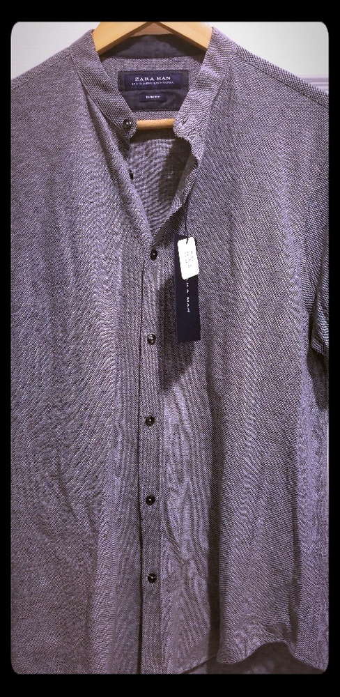 Zara man slim fit grey short sleeve button up
